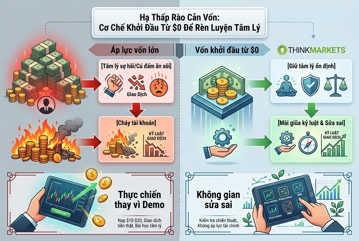 Hạ Thấp Rào Cản Vốn: Cơ Chế Khởi Đầu Từ $0 Để Rèn Luyện Tâm Lý